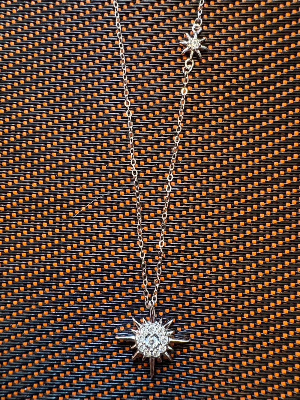 18” Silver Sunburst Pendant Necklace - Sparkling Clear Stones